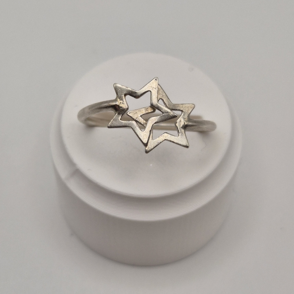 Sterling Silver Double Star Ring - Celestial Boho… - image 2